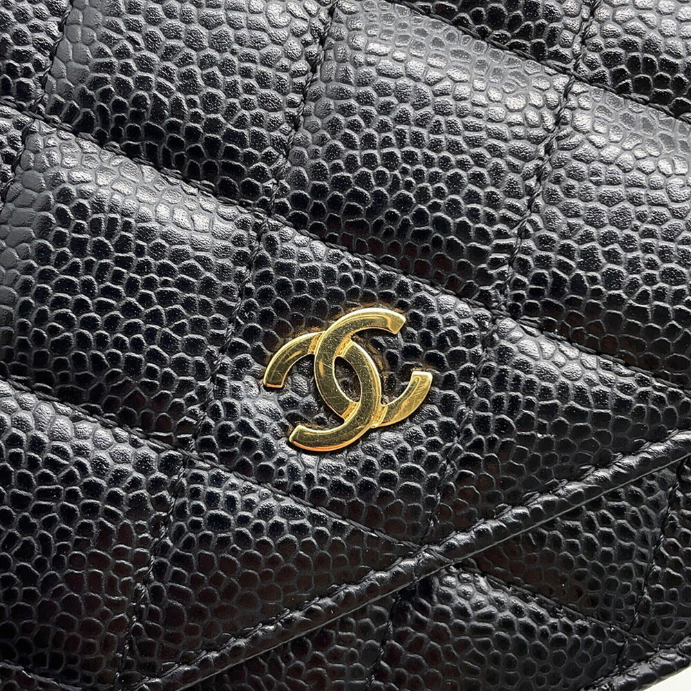 Chanel Chain Wallet Classic Matelassé Coco Mark Caviar Skin AP0250 CHANEL Bla... - Picture 7 of 16